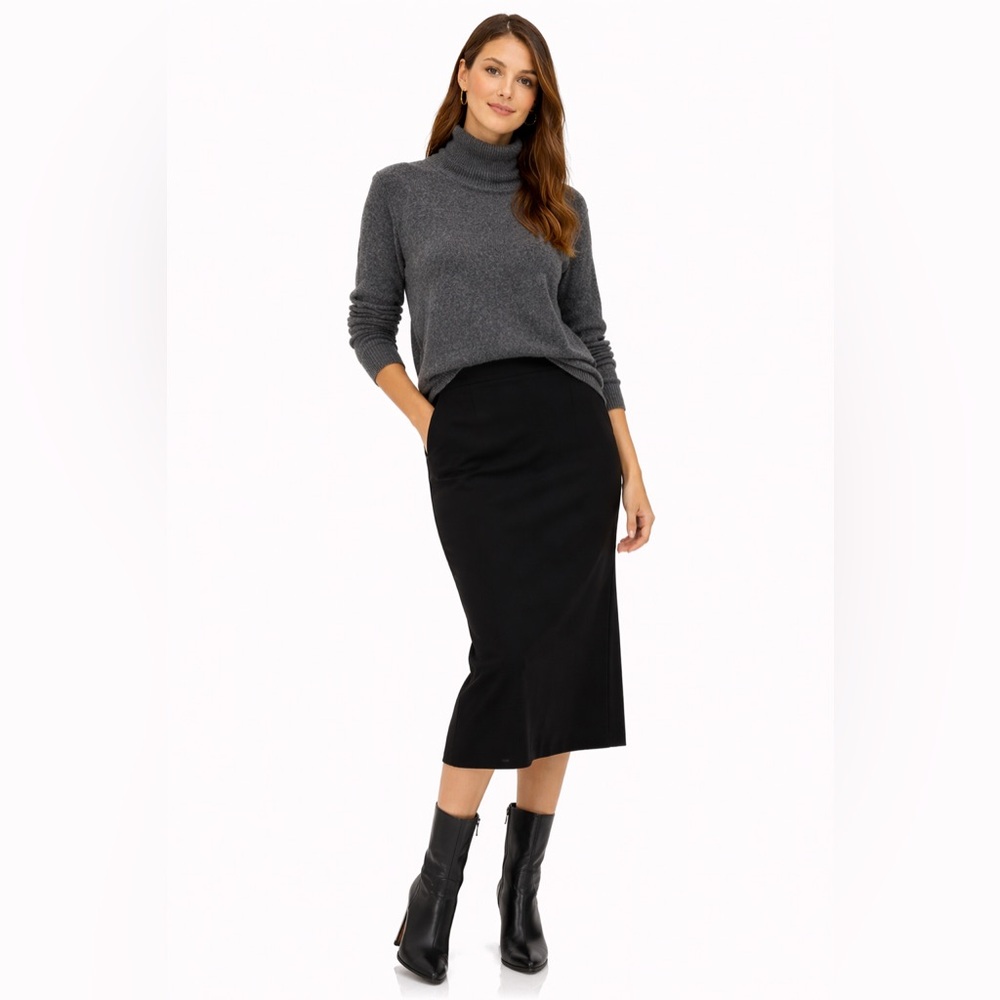 The Cashmere Shop Turtleneck Sweater Gray large